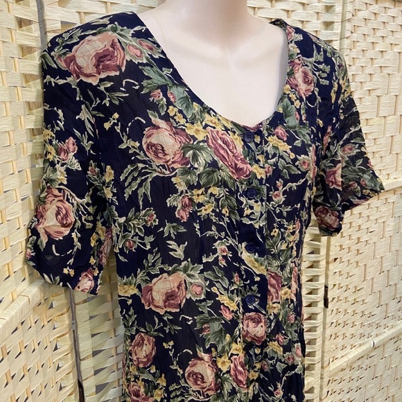 Vintage, Sophisticates By Jonathan Martin Printed Floral Jumper Dress. (S-M) - Picture 4 of 7